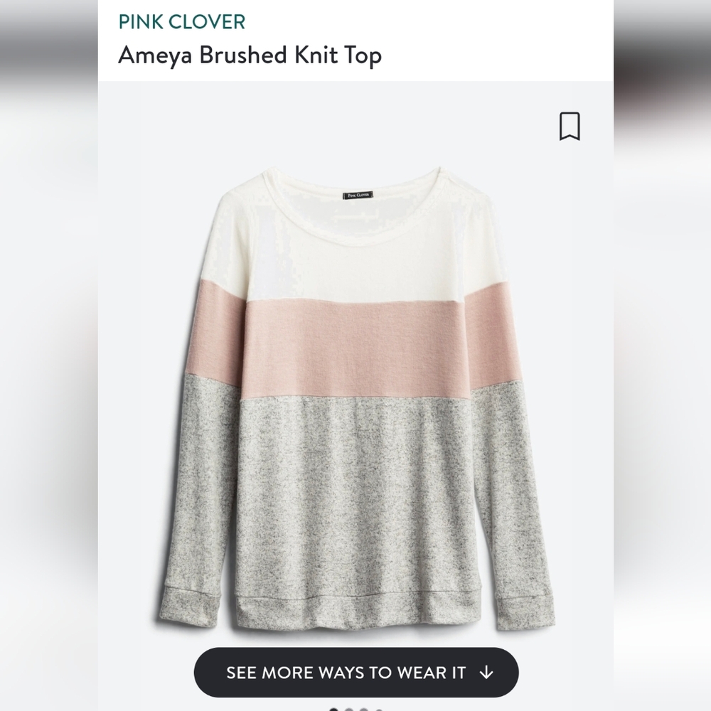 Pink Clover Colorblock Sweater - Cream, Pink, and Gray